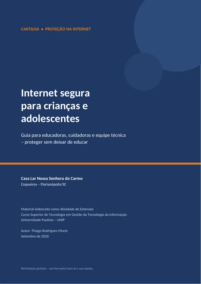 Capa da cartilha Internet segura para crianças e adolescentes